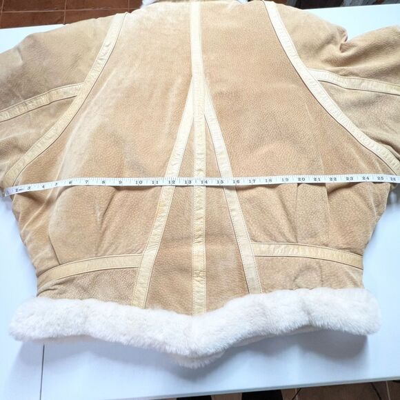 VTG Adventure Bound Wilsons Leather Suede Faux Fur Cropped Bomber Jacket XL - Picture 10 of 15